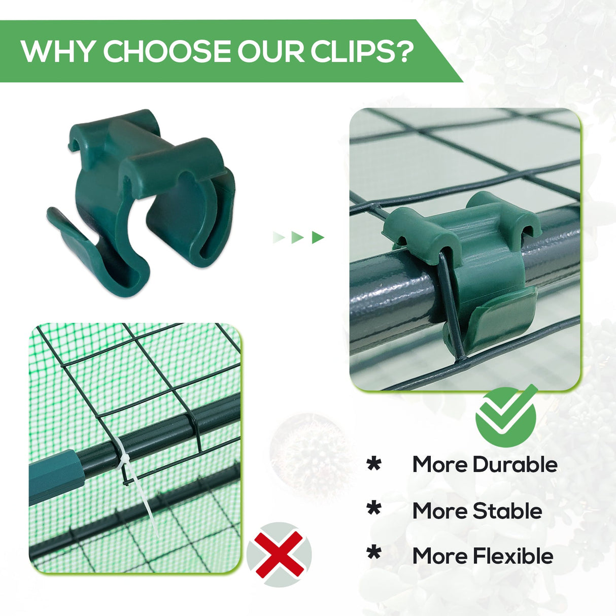 EAGLE PEAK Plastic Greenhouse Shelf Clips for 0.63 inch Tube, Pack of 32, Staging Shelf Rack Buckles - Eagle Peak Canopy and Outdoor Products