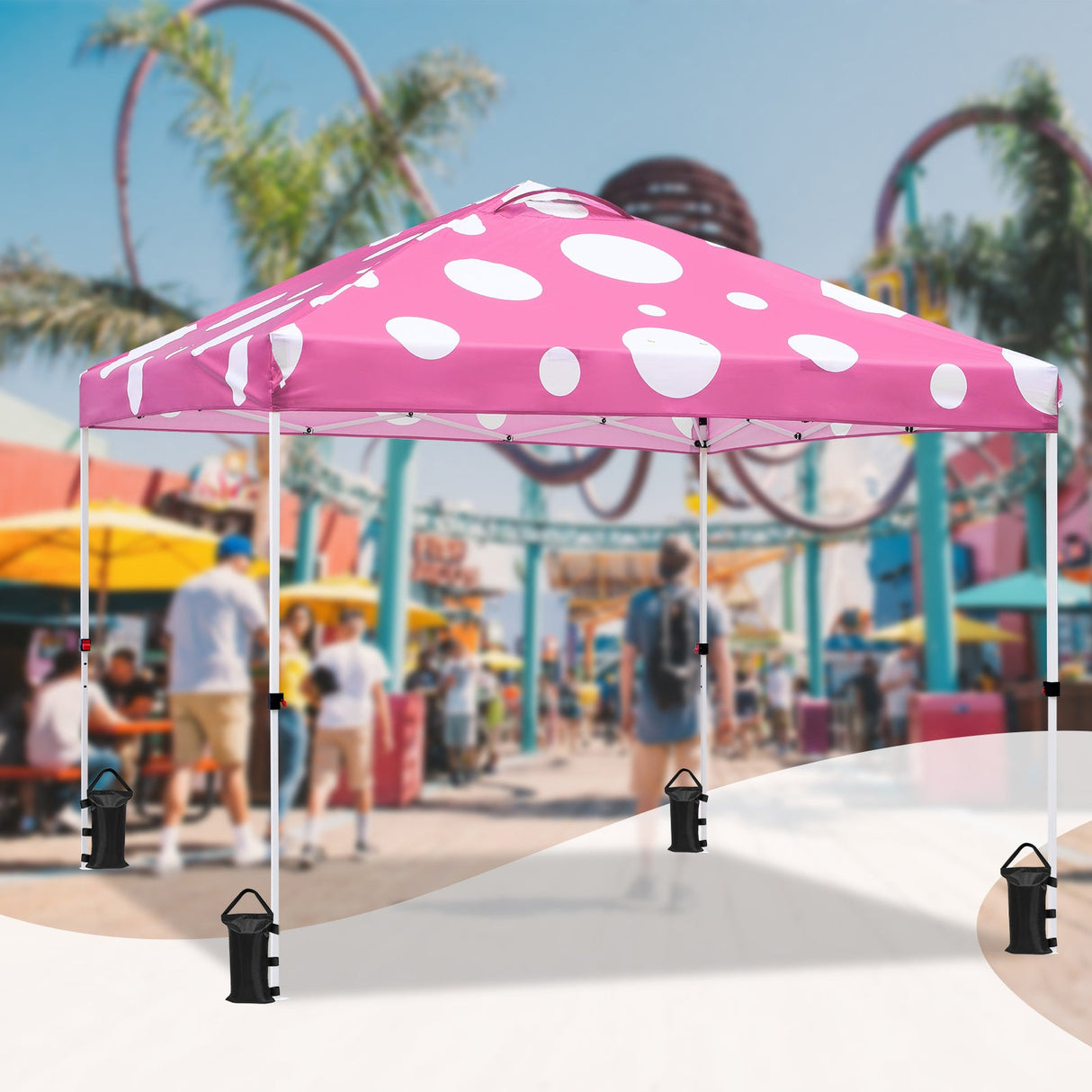 Eagle Peak SHADE GRAPHiX Easy Setup 10x10 Pop Up Canopy Tent (Pink Mushroom Top) - Eagle Peak Custom Canopy Tent