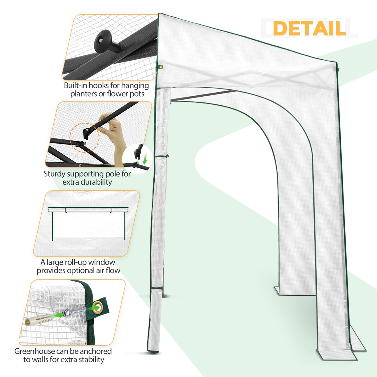 Easy Setup 10x5 Portable Lean to Pop Up Greenhouse - Eagle Peak Custom Canopy Tent
