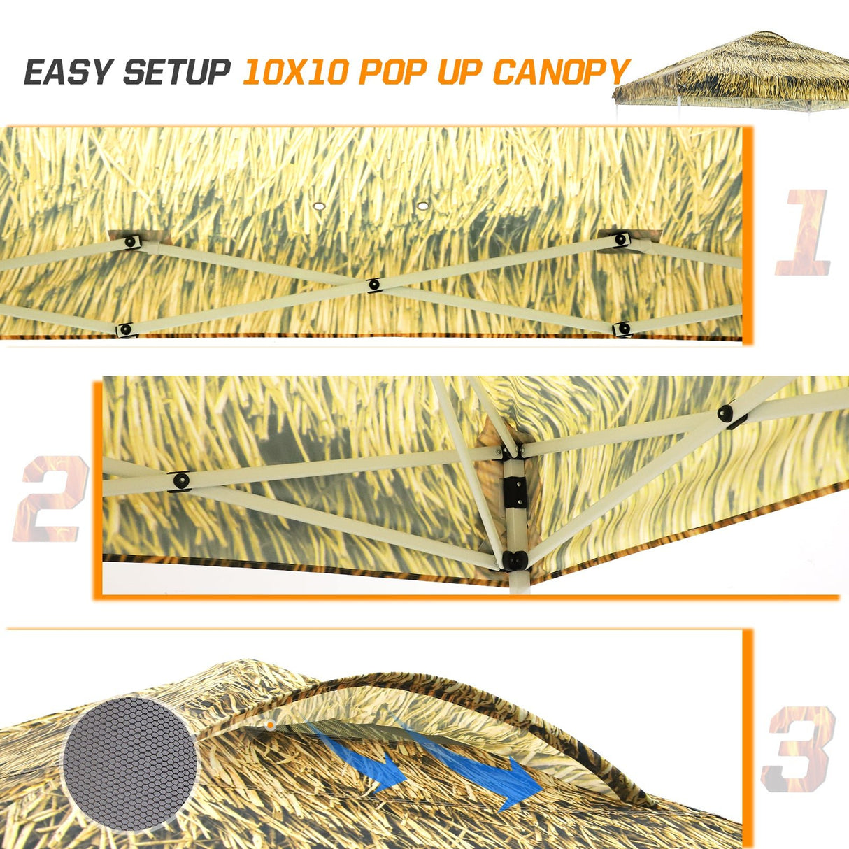 Easy Setup Straight Leg 10x10 Pop Up Canopy Tent Graphix Top w/ 100 sqft of Shade - Eagle Peak Custom Canopy Tent