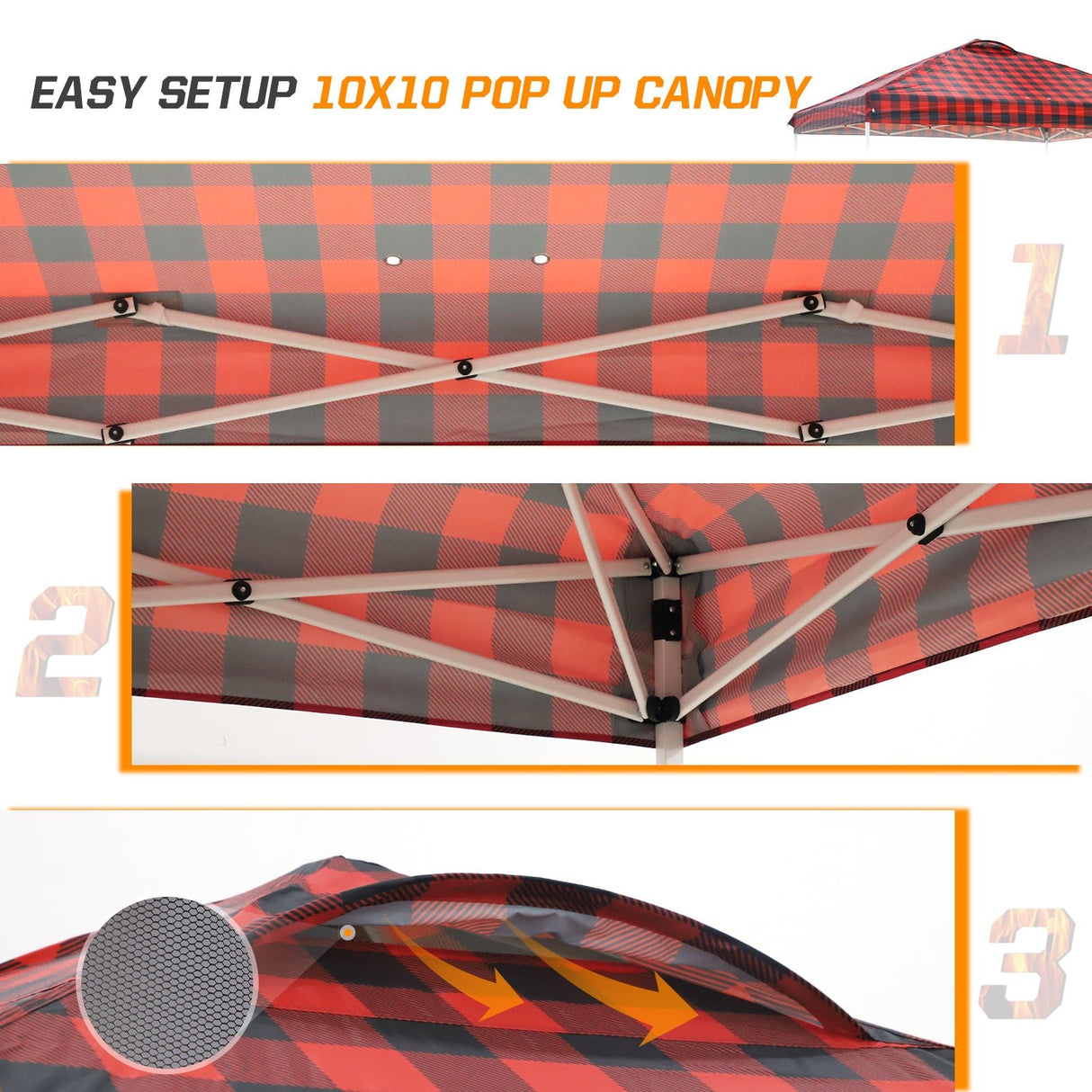 Easy Setup Straight Leg 10x10 Pop Up Canopy Tent Graphix Top w/ 100 sqft of Shade - Eagle Peak Custom Canopy Tent