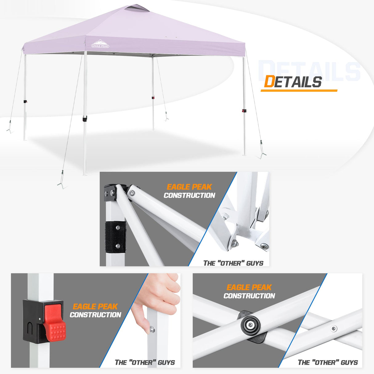 Easy Setup Straight Leg 10x10 Pop Up Canopy Tent w/ 100 sqft of Shade - Eagle Peak Custom Canopy Tent