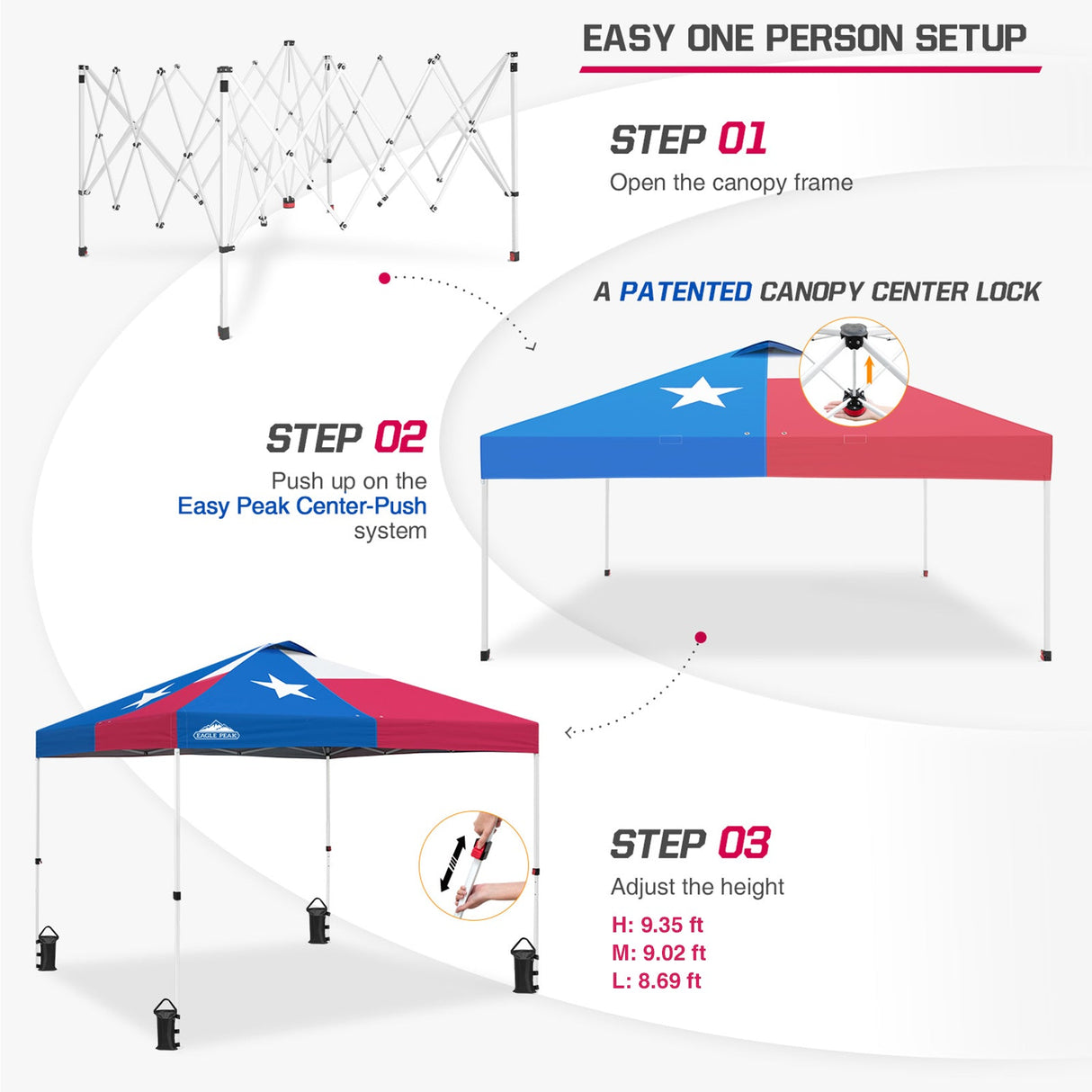 Easy Setup Straight Leg 10x10 Pop Up Canopy Tent w/ 100 sqft of Shade - Eagle Peak Custom Canopy Tent
