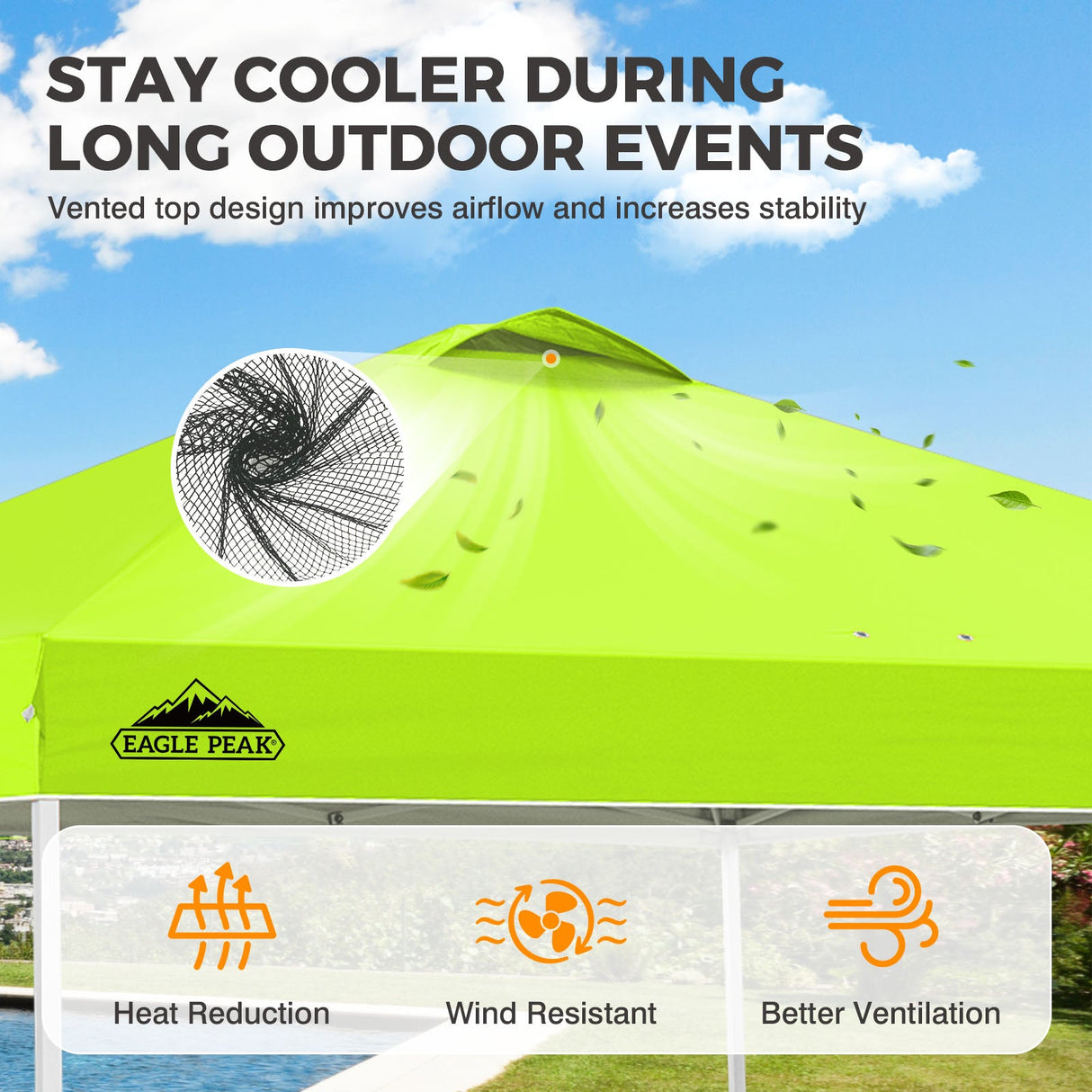 Easy Setup Straight Leg 10x10 Pop Up Canopy Tent w/ 100 sqft of Shade - Eagle Peak®