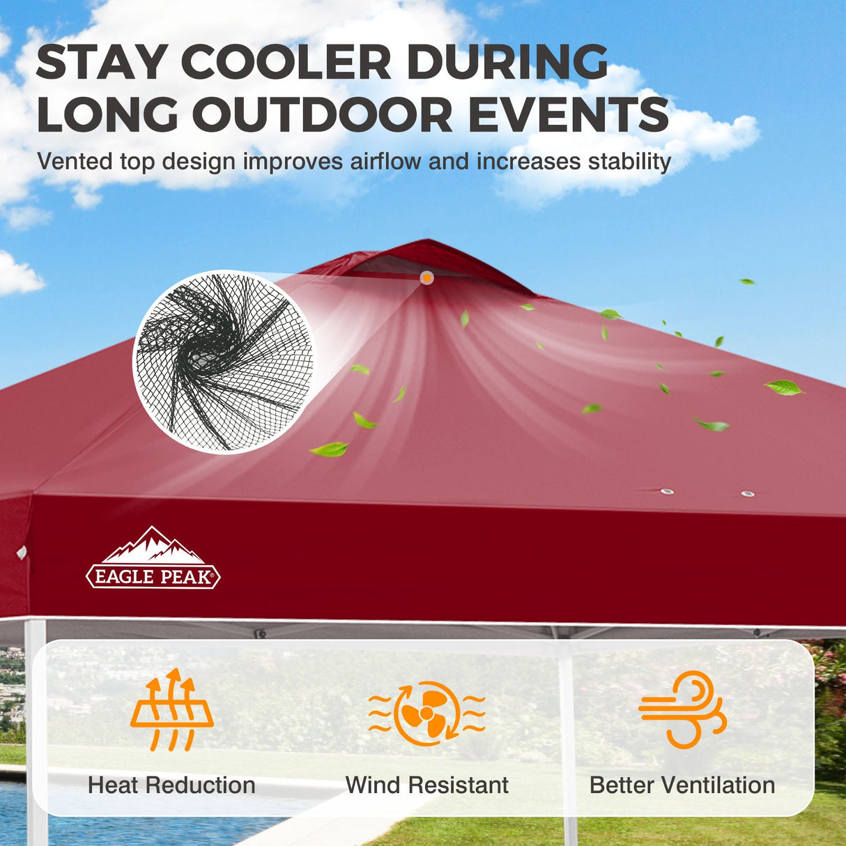 Easy Setup Straight Leg 10x10 Pop Up Canopy Tent w/ 100 sqft of Shade - Eagle Peak®
