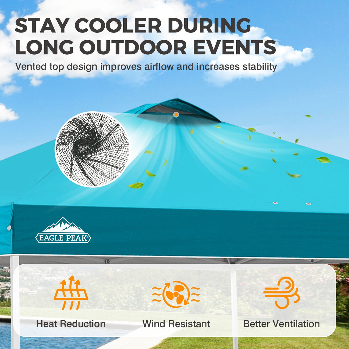 Easy Setup Straight Leg 10x10 Pop Up Canopy Tent w/ 100 sqft of Shade - Eagle Peak®