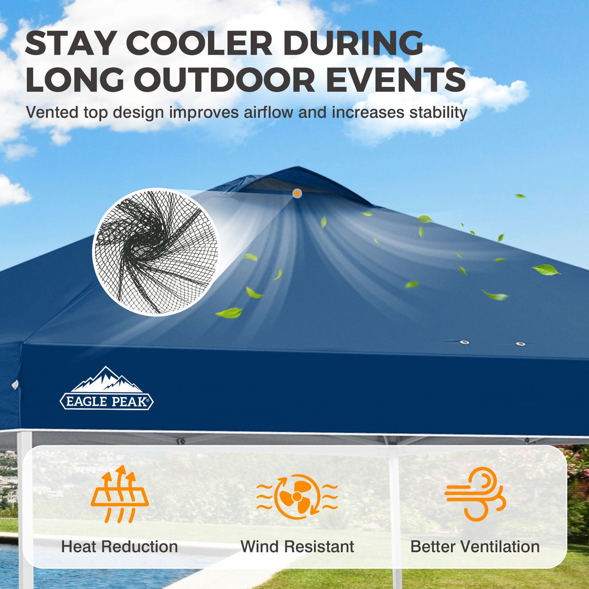 Easy Setup Straight Leg 10x10 Pop Up Canopy Tent w/ 100 sqft of Shade - Eagle Peak®