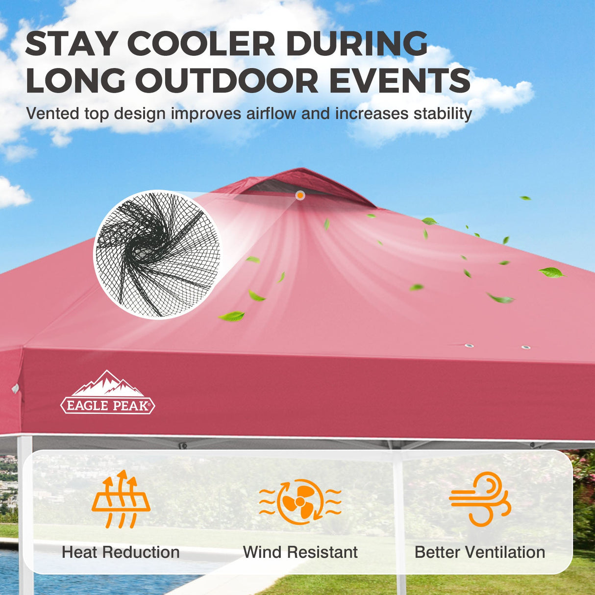 Easy Setup Straight Leg 10x10 Pop Up Canopy Tent w/ 100 sqft of Shade - Eagle Peak®