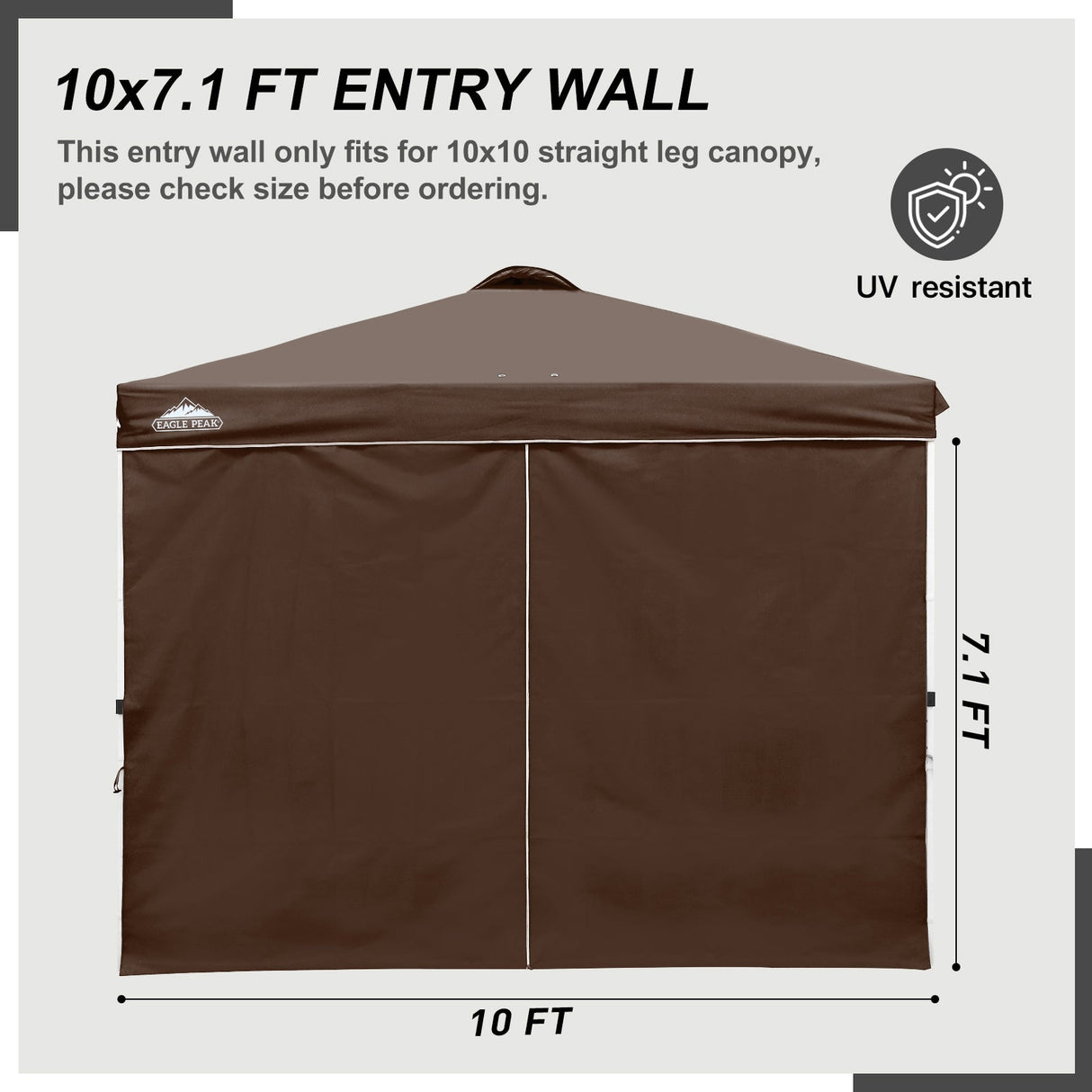 Entry Wall Panel with Zipper for 10x10 Straight Leg Canopy only, 1 Sidewall - Eagle Peak Custom Canopy Tent
