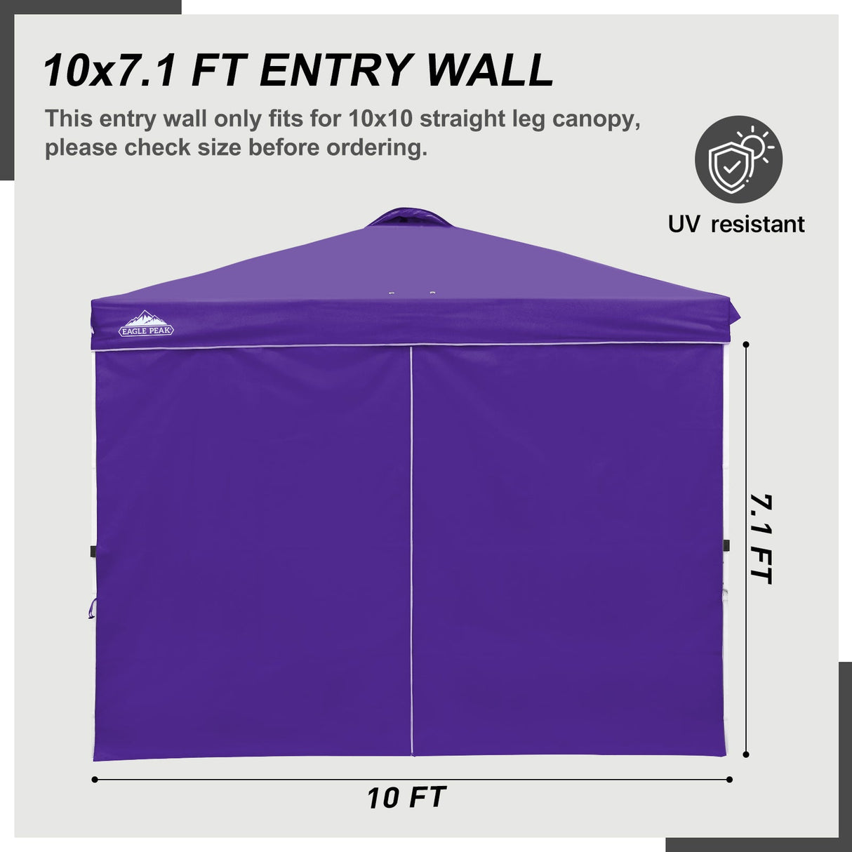 Entry Wall Panel with Zipper for 10x10 Straight Leg Canopy only, 1 Sidewall - Eagle Peak Custom Canopy Tent