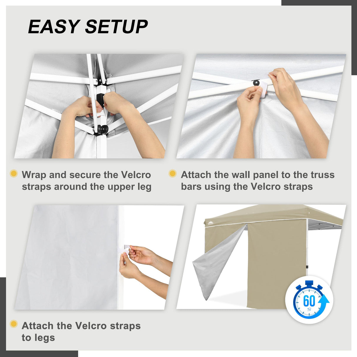 Entry Wall Panel with Zipper for 10x10 Straight Leg Canopy only, 1 Sidewall - Eagle Peak Custom Canopy Tent
