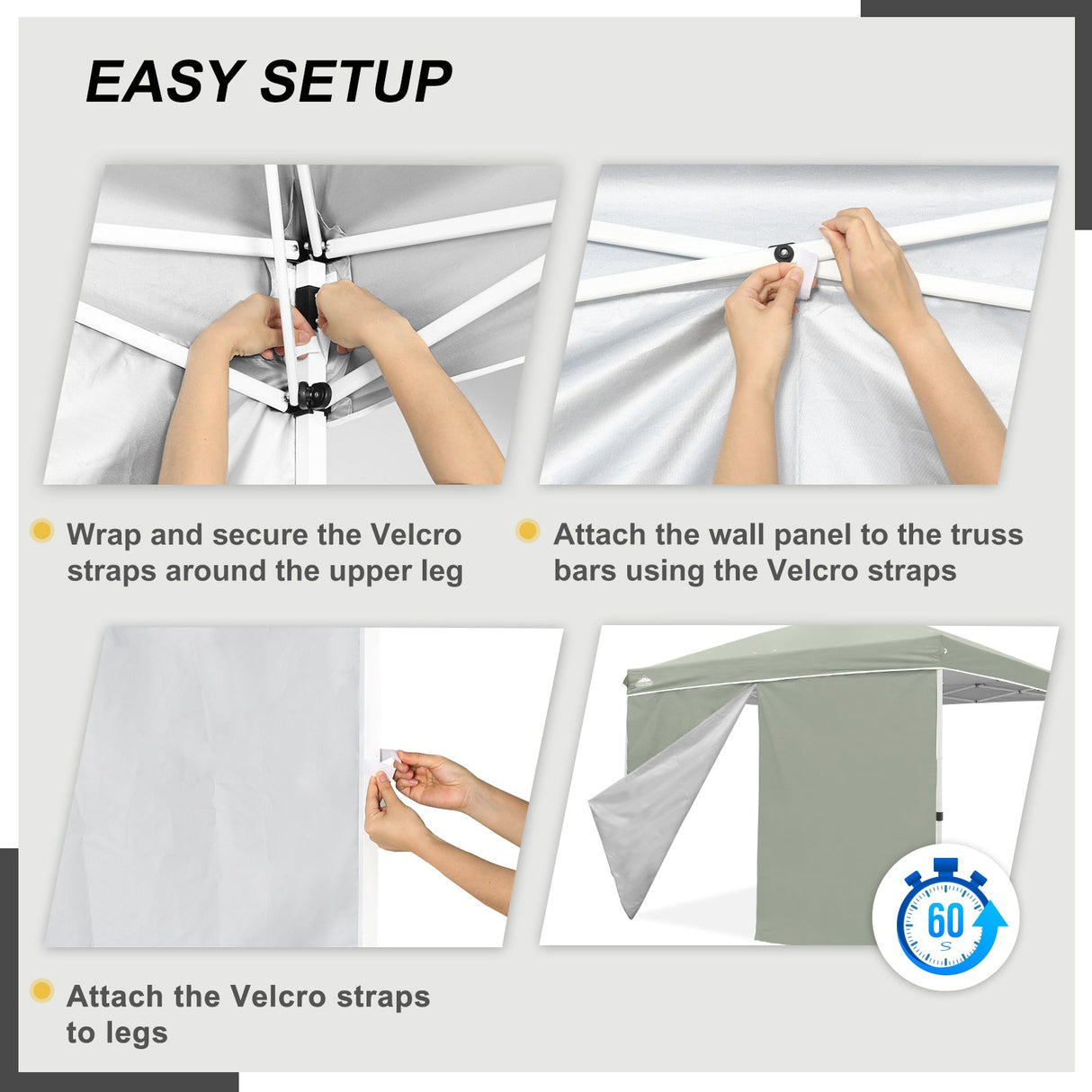 Entry Wall Panel with Zipper for 10x10 Straight Leg Canopy only, 1 Sidewall - Eagle Peak Custom Canopy Tent