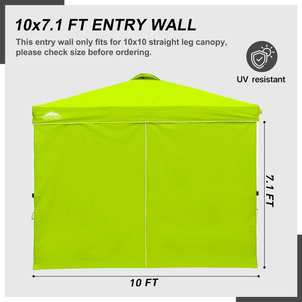Entry Wall Panel with Zipper for 10x10 Straight Leg Canopy only, 1 Sidewall - Eagle Peak Custom Canopy Tent