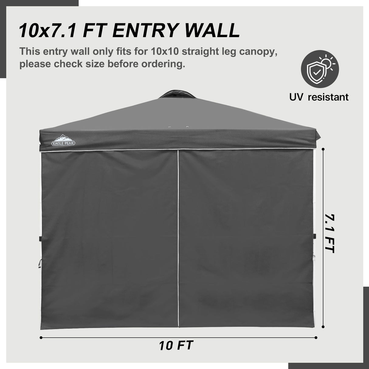 Entry Wall Panel with Zipper for 10x10 Straight Leg Canopy only, 1 Sidewall - Eagle Peak Custom Canopy Tent