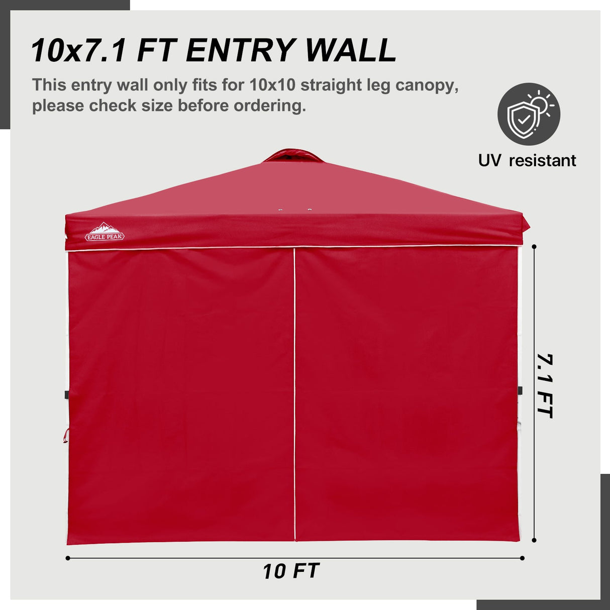 Entry Wall Panel with Zipper for 10x10 Straight Leg Canopy only, 1 Sidewall - Eagle Peak Custom Canopy Tent