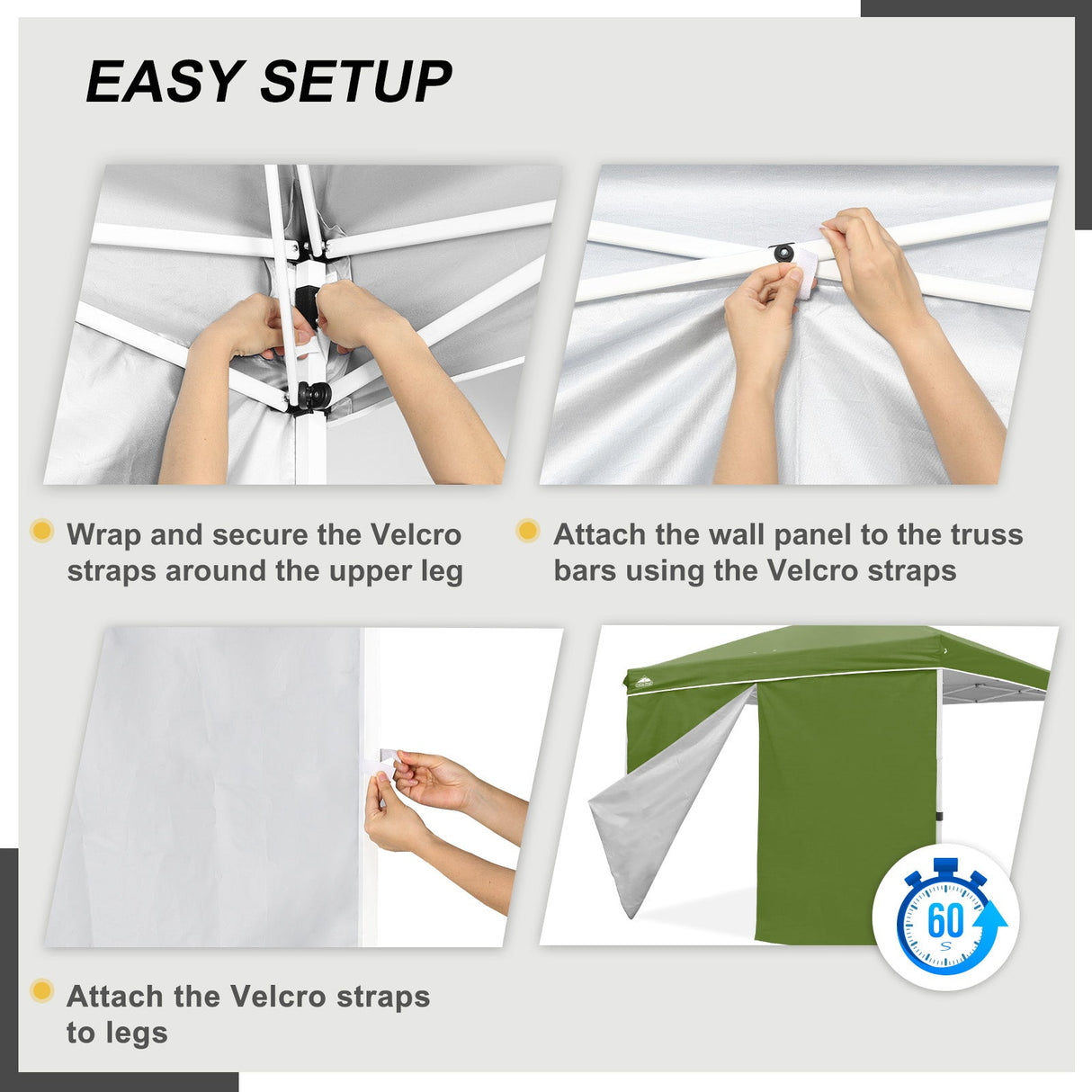 Entry Wall Panel with Zipper for 10x10 Straight Leg Canopy only, 1 Sidewall - Eagle Peak Custom Canopy Tent