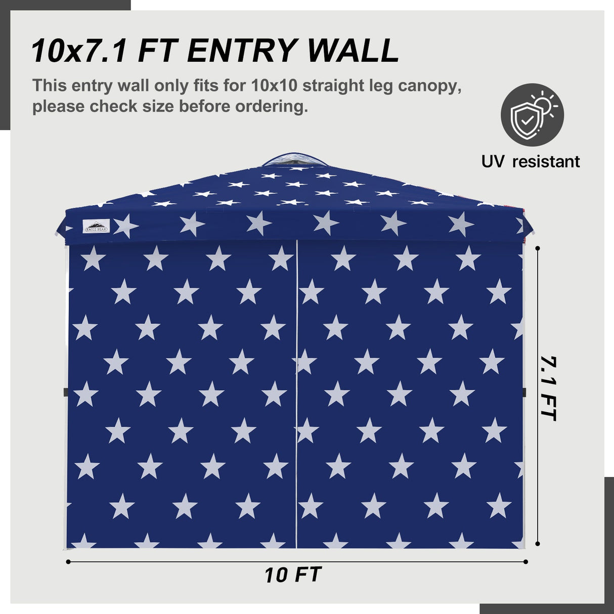 Entry Wall Panel with Zipper for 10x10 Straight Leg Canopy only, 1 Sidewall - Eagle Peak Custom Canopy Tent