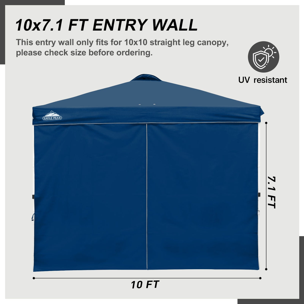 Entry Wall Panel with Zipper for 10x10 Straight Leg Canopy only, 1 Sidewall - Eagle Peak Custom Canopy Tent