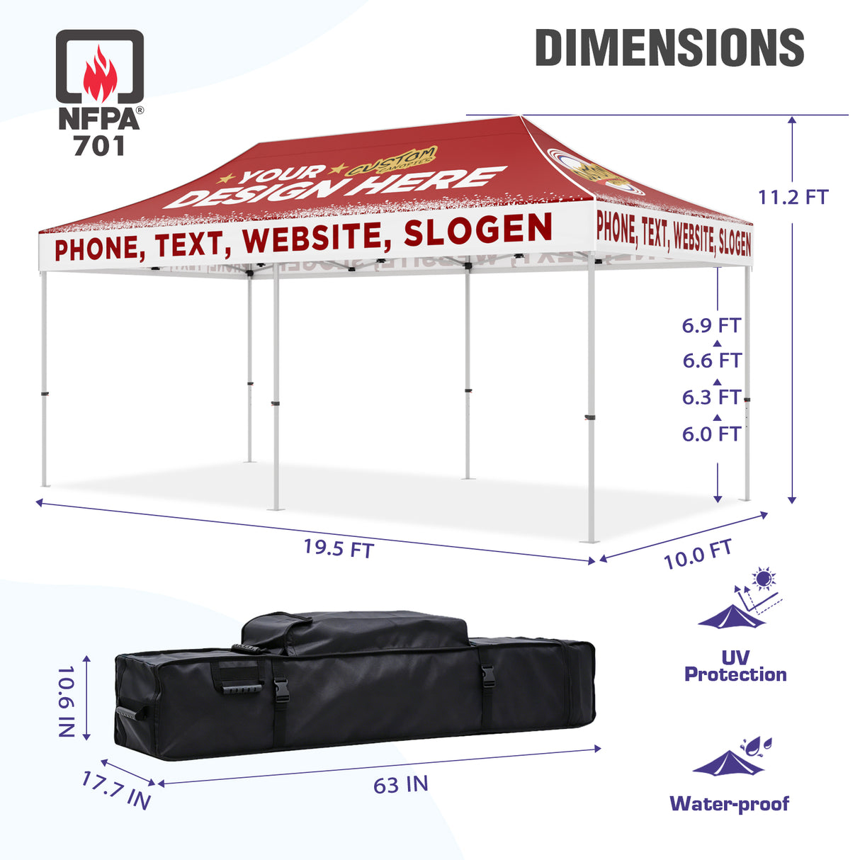 EAGLE PEAK 40mm Hex Leg Aluminum Commercial Custom Canopy Tent 10x20 - CLICK TO CONFIGURE - Package Prices Start at $1399.00