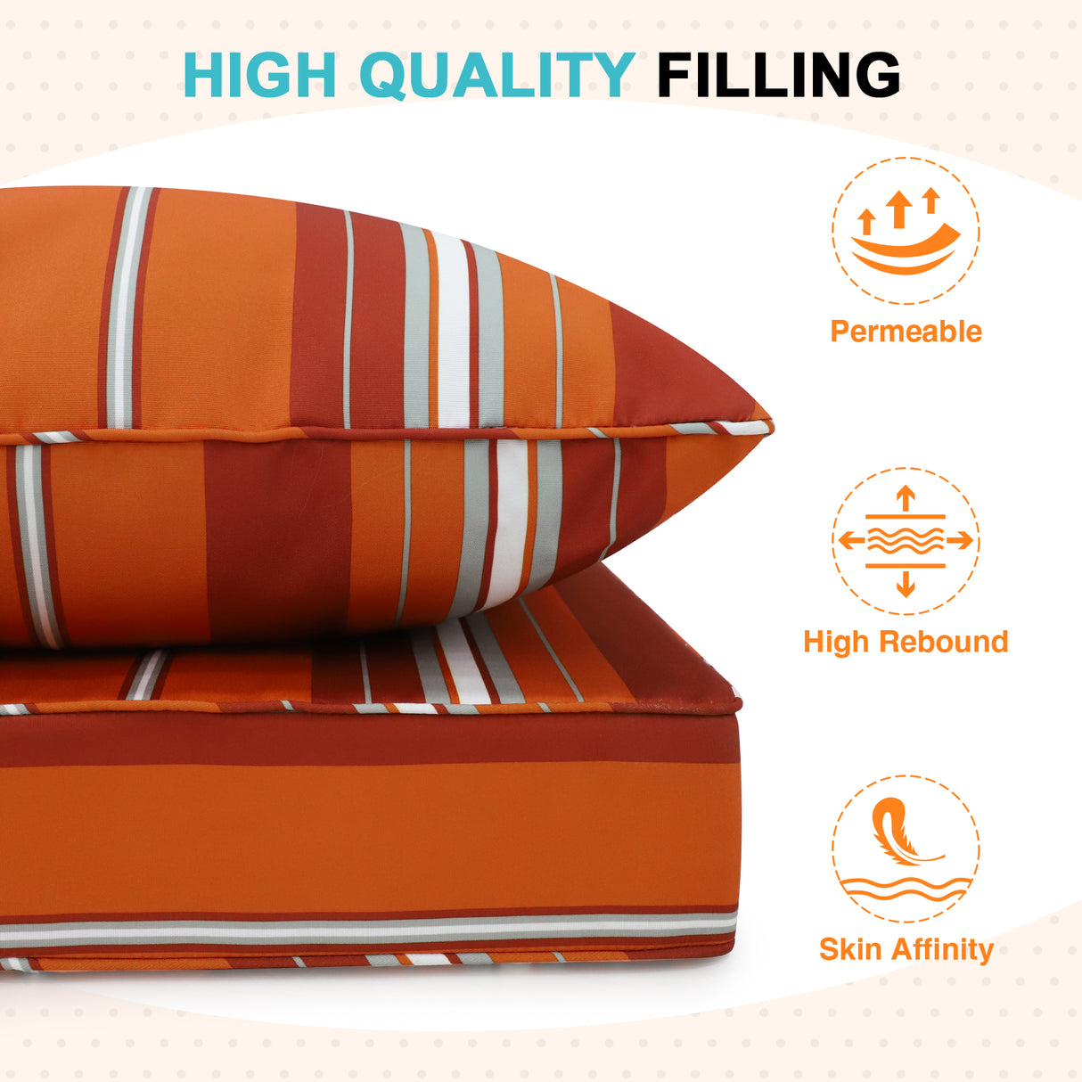 Outdoor Deep Seat Patio Seat Cushion Set, 25x25x5 inch, 2-Piece Back Chair Cushion