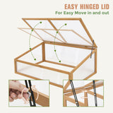 EAGLE PEAK Garden Cold Frame Greenhouse, Use on The Ground or on Raised Garden Beds, 39.4''x25.4''x15.9'', Wood Frame with PC Windows, Portable Wooden Greenhouse, Raised Flower Planter, Natural
