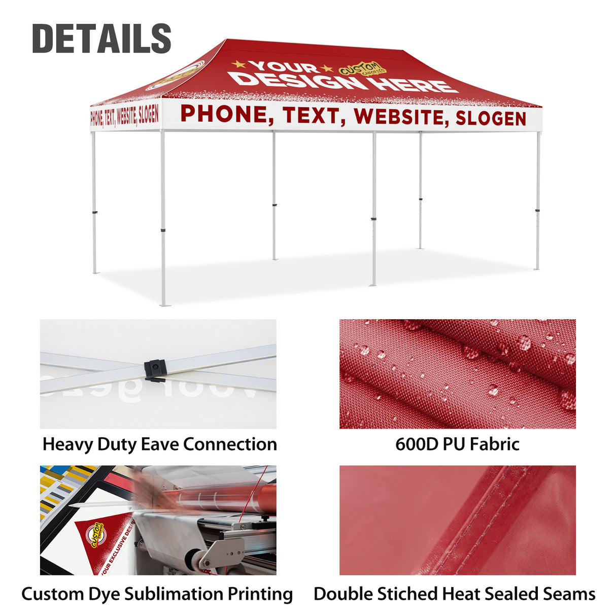 EAGLE PEAK 40mm Hex Leg Aluminum Commercial Custom Canopy Tent 10x20 - CLICK TO CONFIGURE - Package Prices Start at $1399.00