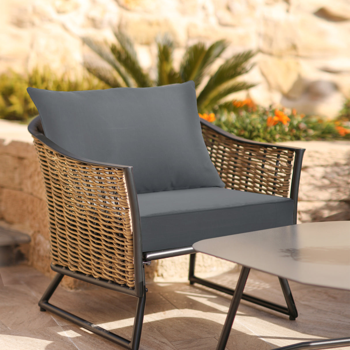 Outdoor Deep Seat Patio Seat Cushion Set, 25x25x5 inch, 2-Piece Back Chair Cushion