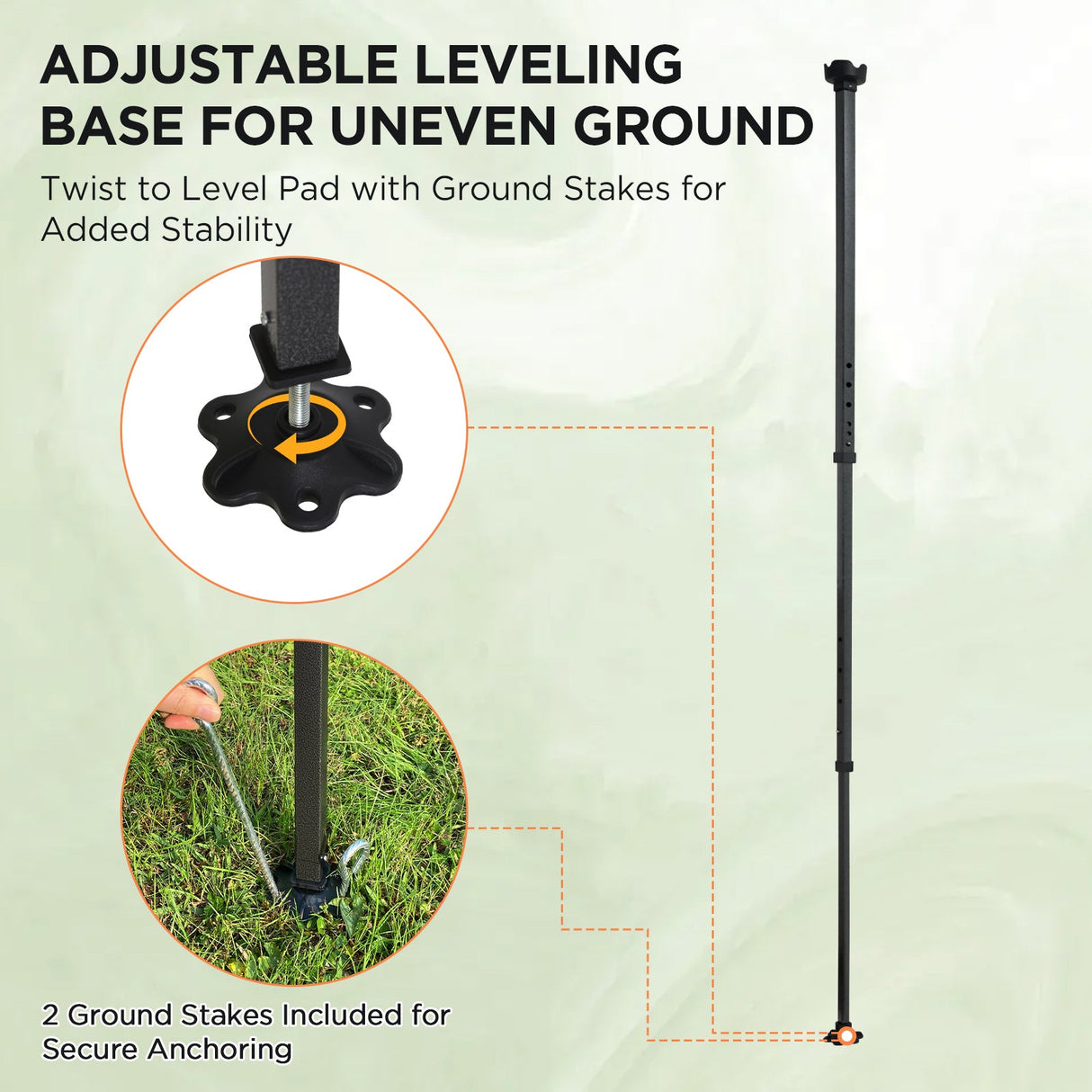 Greenhouse Center Support Pole with Ground Stakes - Eagle Peak Custom Canopy Tent