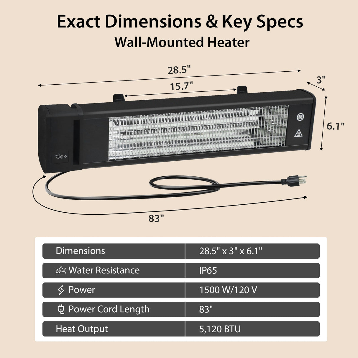Infrared Patio Heater 1500W Carbon Fiber - Eagle Peak Custom Canopy Tent