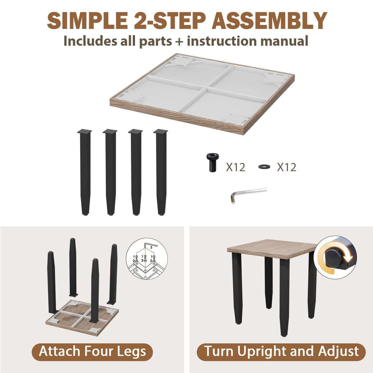Modern Outdoor Side Table, Wood Grain Top - Eagle Peak®