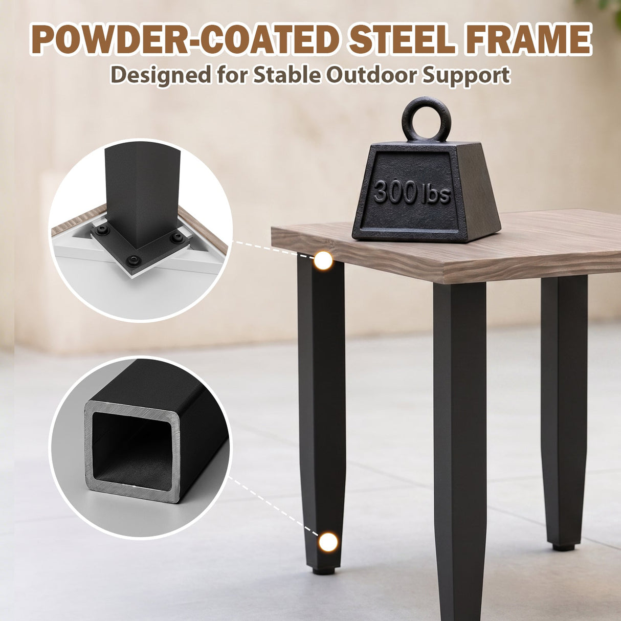 Modern Outdoor Side Table, Wood Grain Top - Eagle Peak®