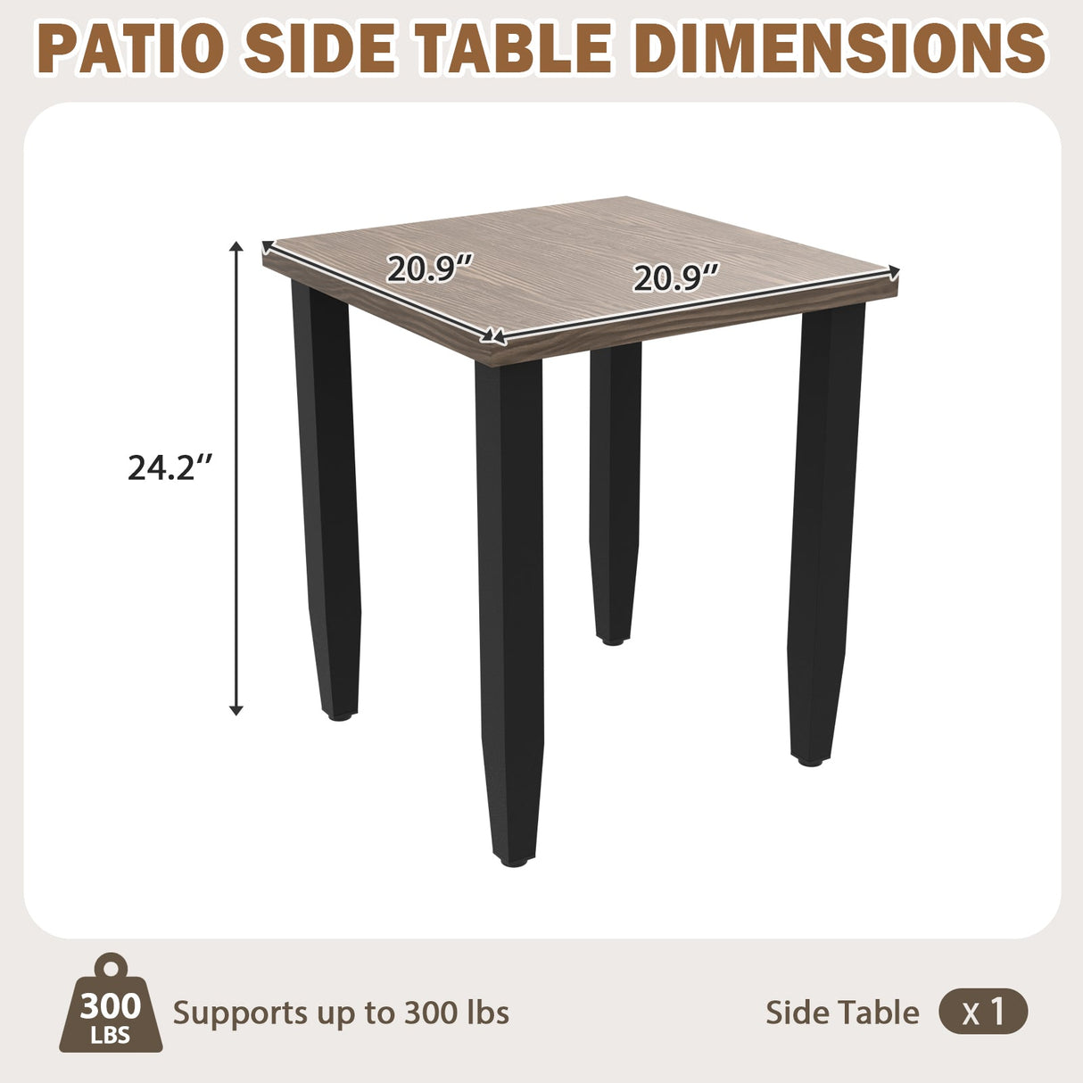 Modern Outdoor Side Table, Wood Grain Top - Eagle Peak®