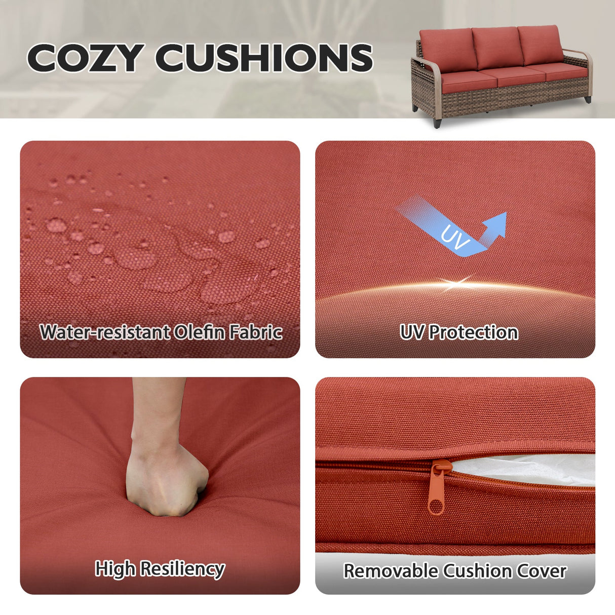 Modern Wicker 3 Piece Outdoor Patio Furniture Set, a 3 - Seat Loveseat and 2 Ottomans - Eagle Peak Custom Canopy Tent