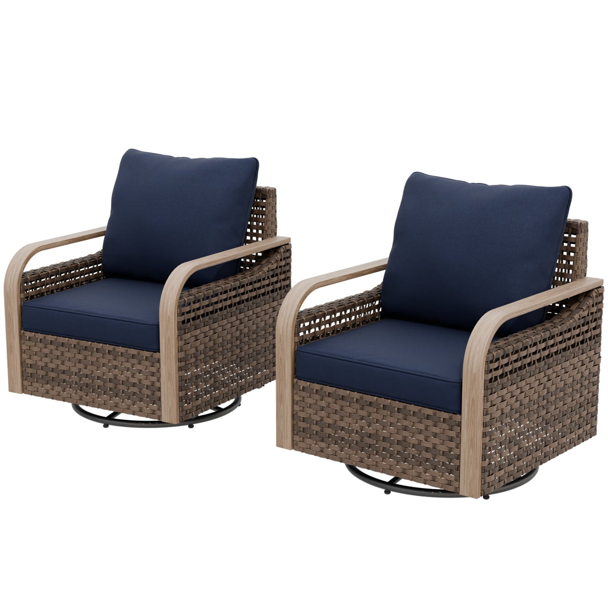 Modern Wicker Outdoor Glider Rocking Chair,2 Chairs, Brown/Gray - Eagle Peak Custom Canopy Tent