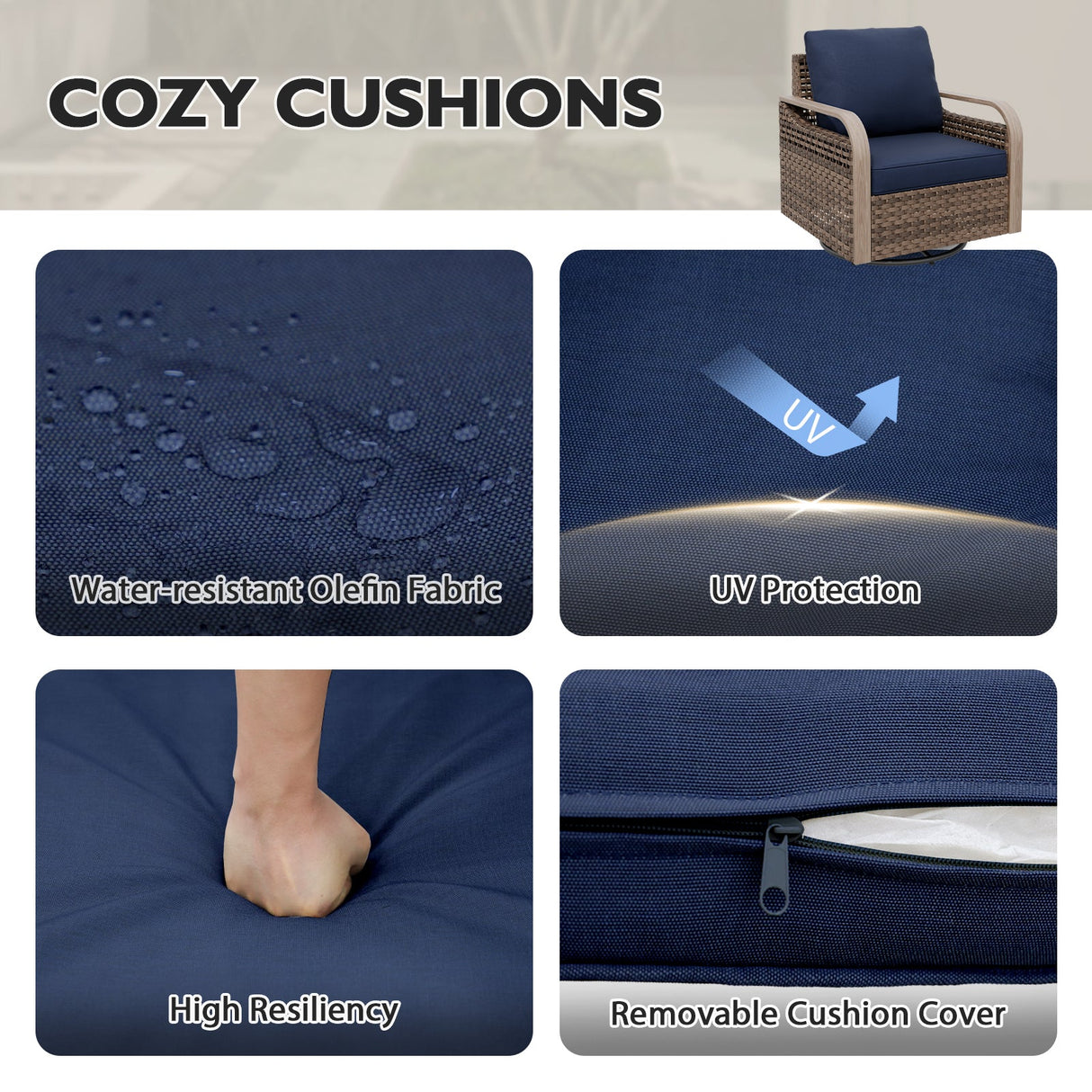 Modern Wicker Outdoor Glider Rocking Chair,2 Chairs, Brown/Gray - Eagle Peak Custom Canopy Tent