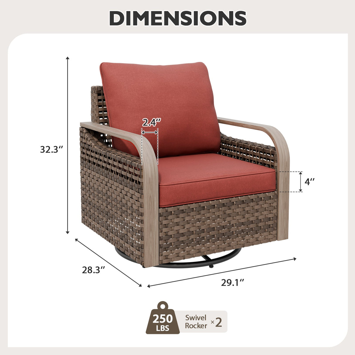 Modern Wicker Outdoor Glider Rocking Chair,2 Chairs, Brown/Gray - Eagle Peak Custom Canopy Tent