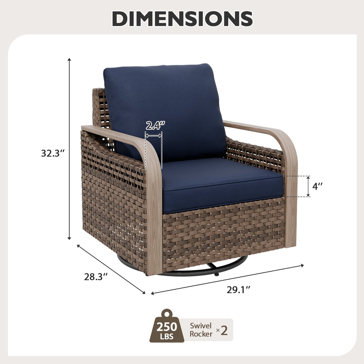 Modern Wicker Outdoor Glider Rocking Chair,2 Chairs, Brown/Gray - Eagle Peak Custom Canopy Tent