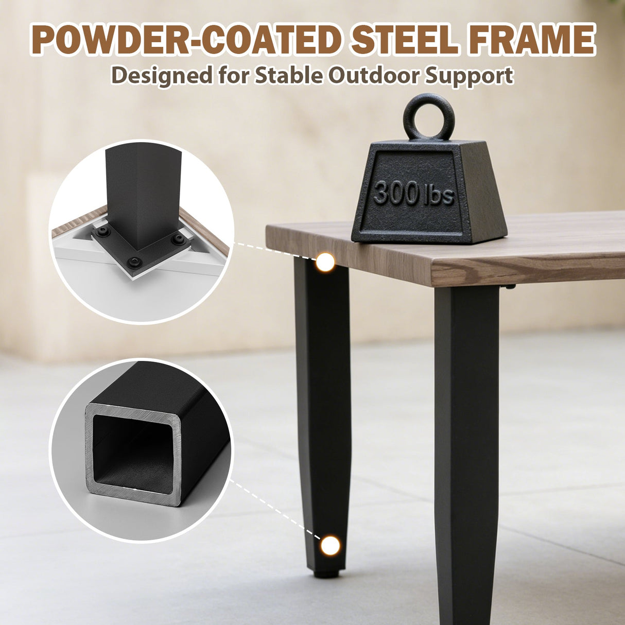 Modern Wicker Outdoor Modern Rectangle Small Patio Table, Wood Grain Top - Eagle Peak®