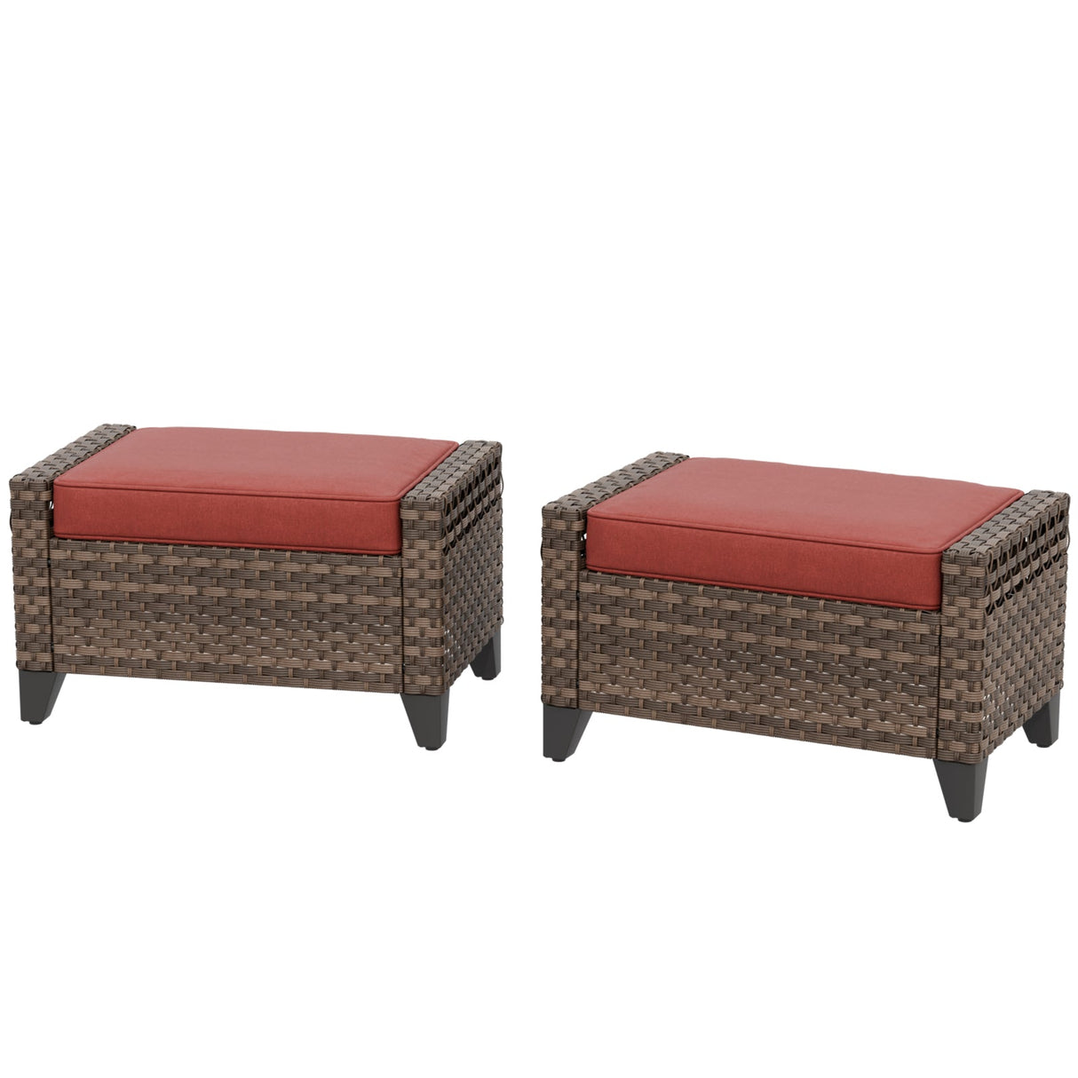 Modern Wicker Patio Ottoman Foot Rest, Brown/Gray - Eagle Peak Custom Canopy Tent