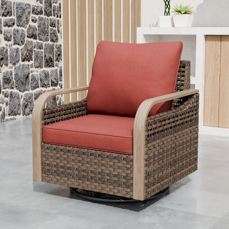 Modern Wicker Swivel Rocker Chair Outdoor, Brown/Gray - Eagle Peak Custom Canopy Tent