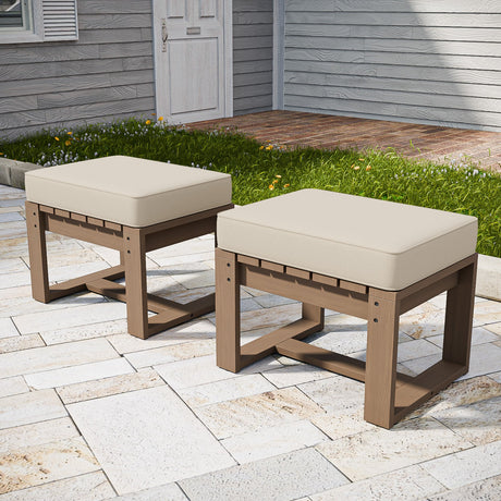 Natural Cedar Outdoor Patio Ottomans, Set of 2 - Eagle Peak Custom Canopy Tent
