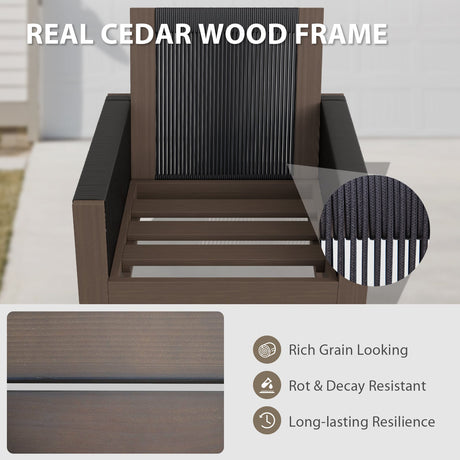 Natural Wood Outdoor Patio Furniture, Sofa 4 Patio Chairs 2 Ottomans and Coffee Table, 8 pcs - Eagle Peak Custom Canopy Tent