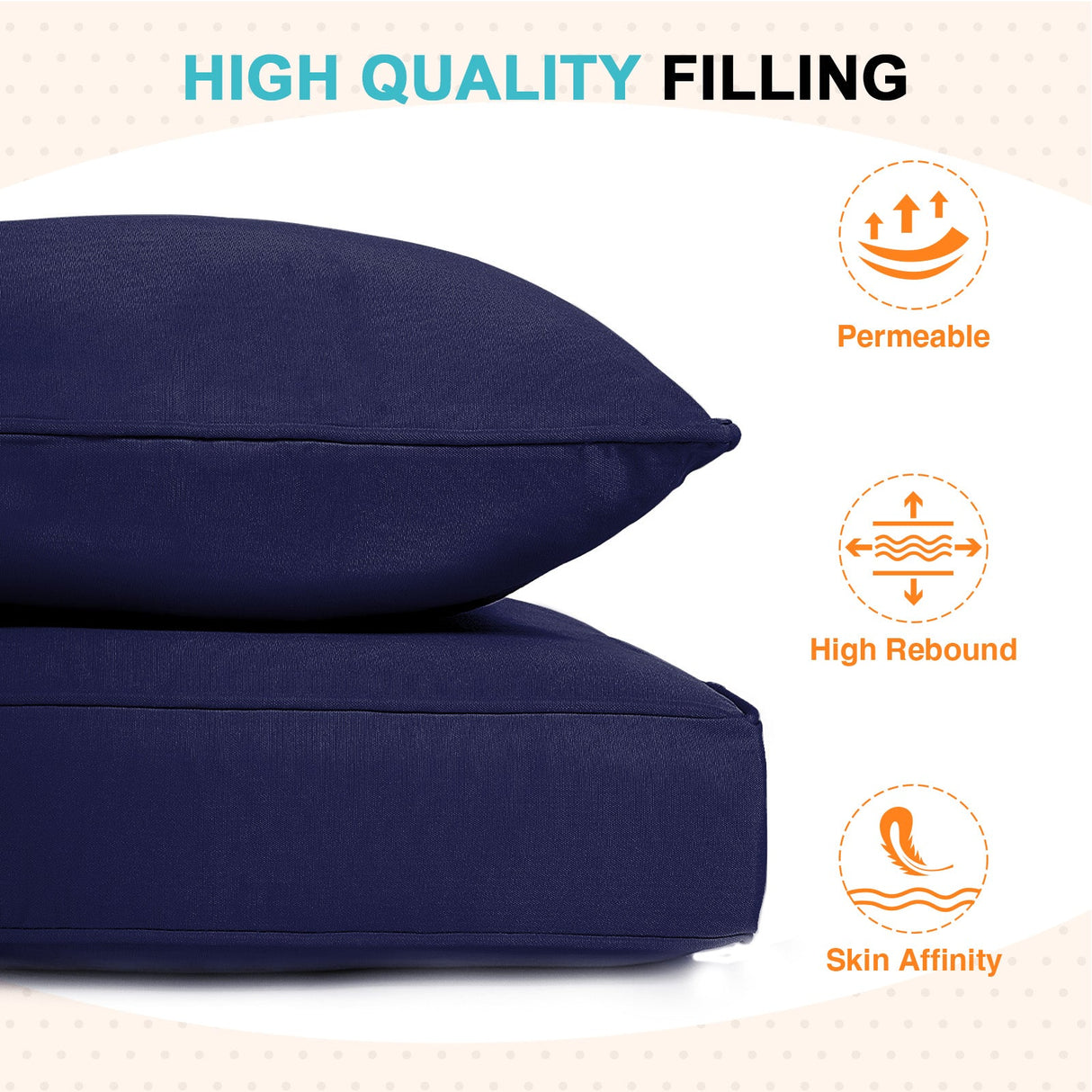 Outdoor Deep Seat Patio Seat Cushion Set, 25x25x5 inch, 2 - Piece Back Chair Cushion - Eagle Peak Custom Canopy Tent