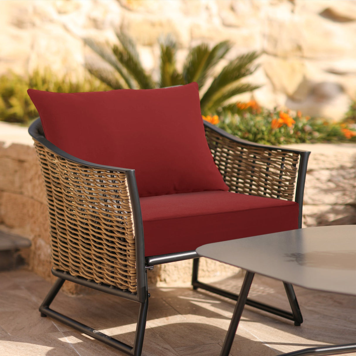 Outdoor Deep Seat Patio Seat Cushion Set, 25x25x5 inch, 2 - Piece Back Chair Cushion - Eagle Peak Custom Canopy Tent