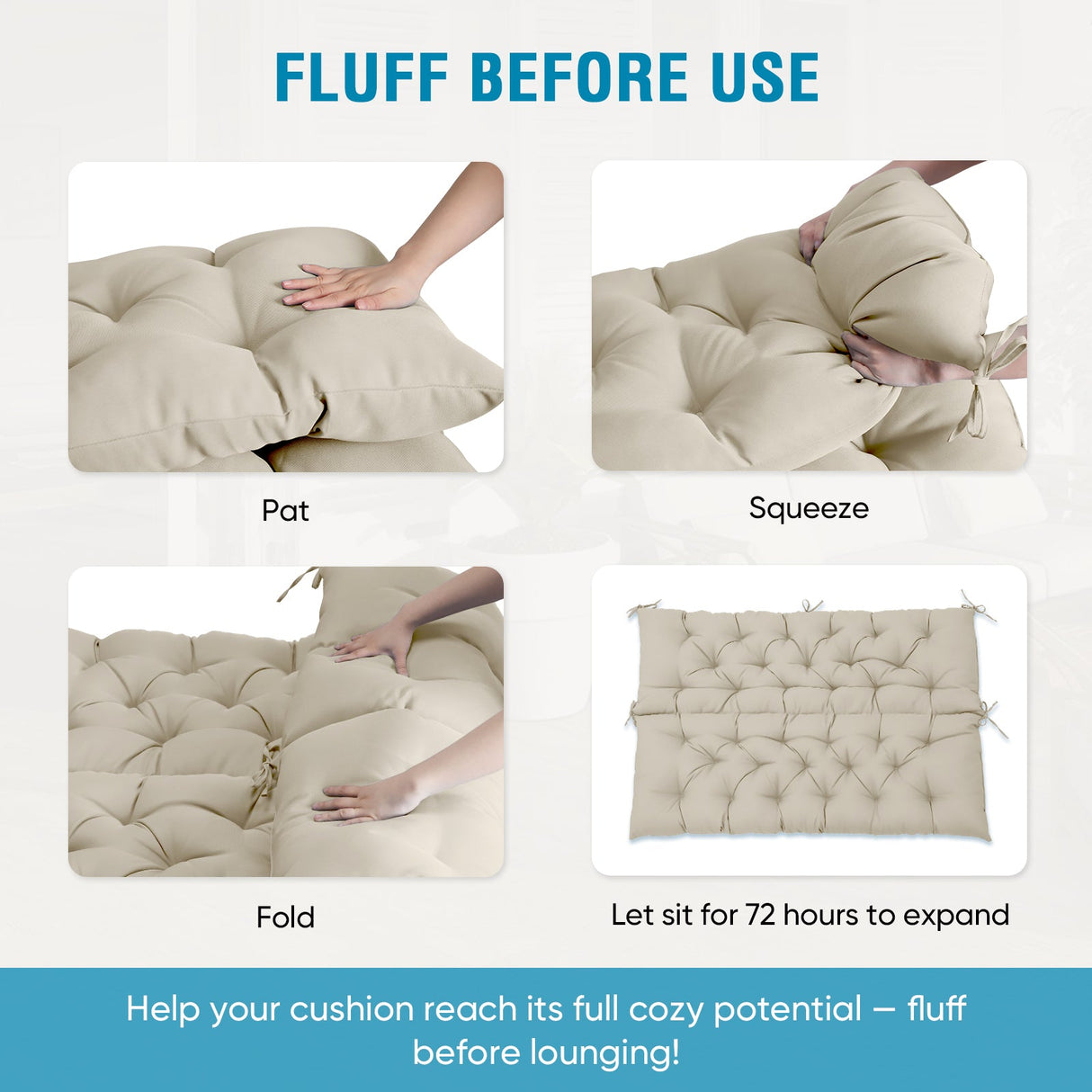 Outdoor Porch 2 - 3 Seater Swing Cushion,59"x43" - Eagle Peak Custom Canopy Tent