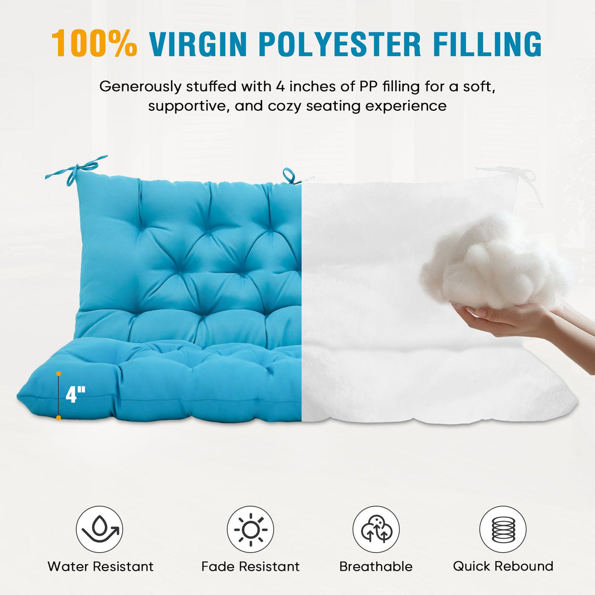 Outdoor Porch 2 - 3 Seater Swing Cushion,59"x43" - Eagle Peak Custom Canopy Tent