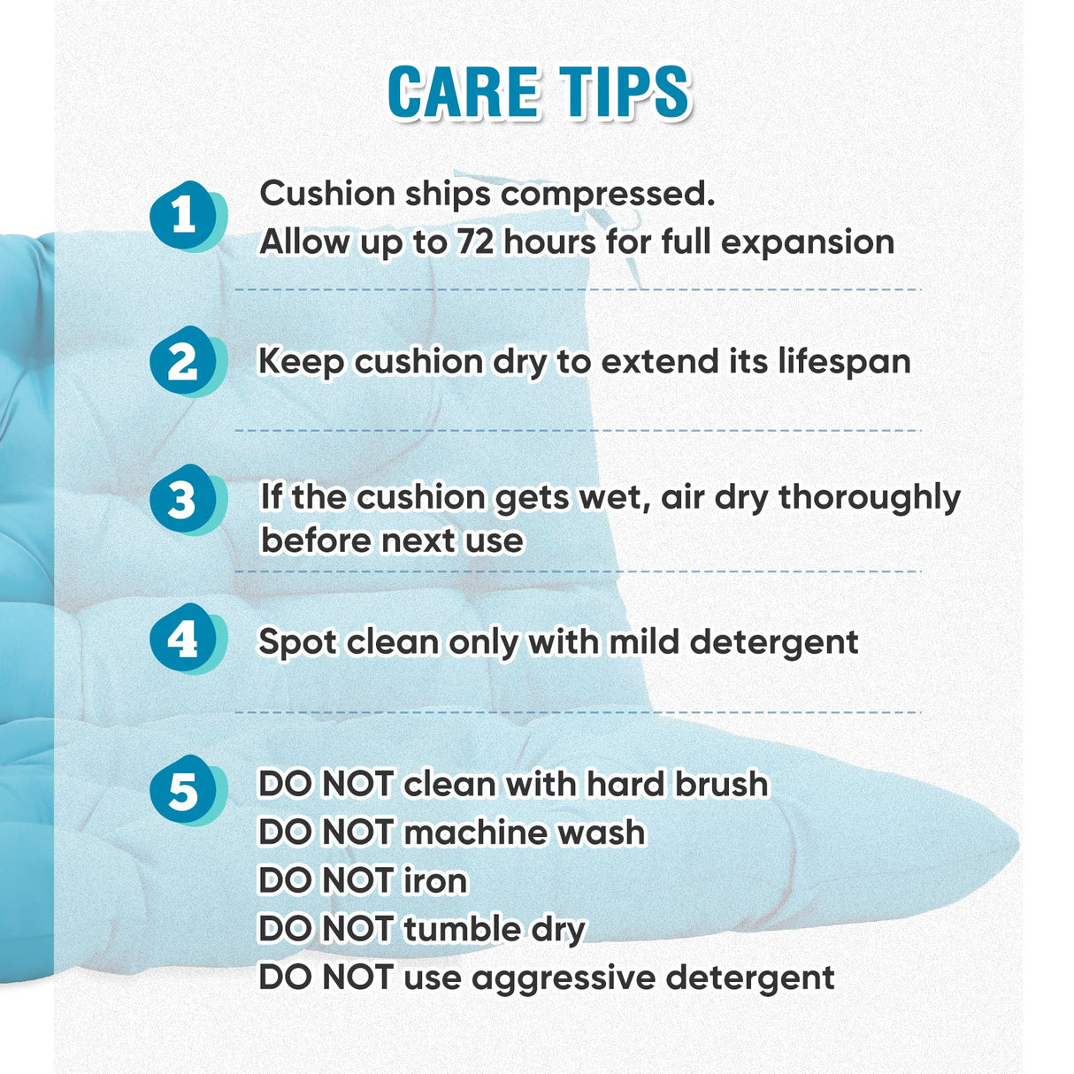 Outdoor Porch 2 - 3 Seater Swing Cushion,59"x43" - Eagle Peak Custom Canopy Tent