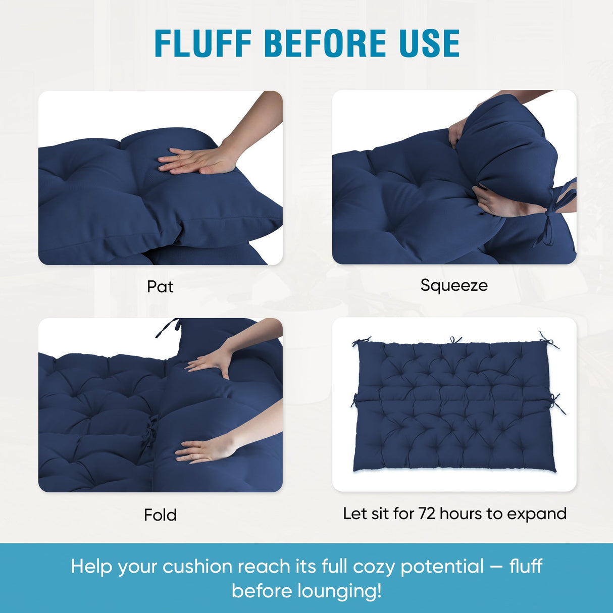 Outdoor Porch 2 - 3 Seater Swing Cushion,59"x43" - Eagle Peak Custom Canopy Tent