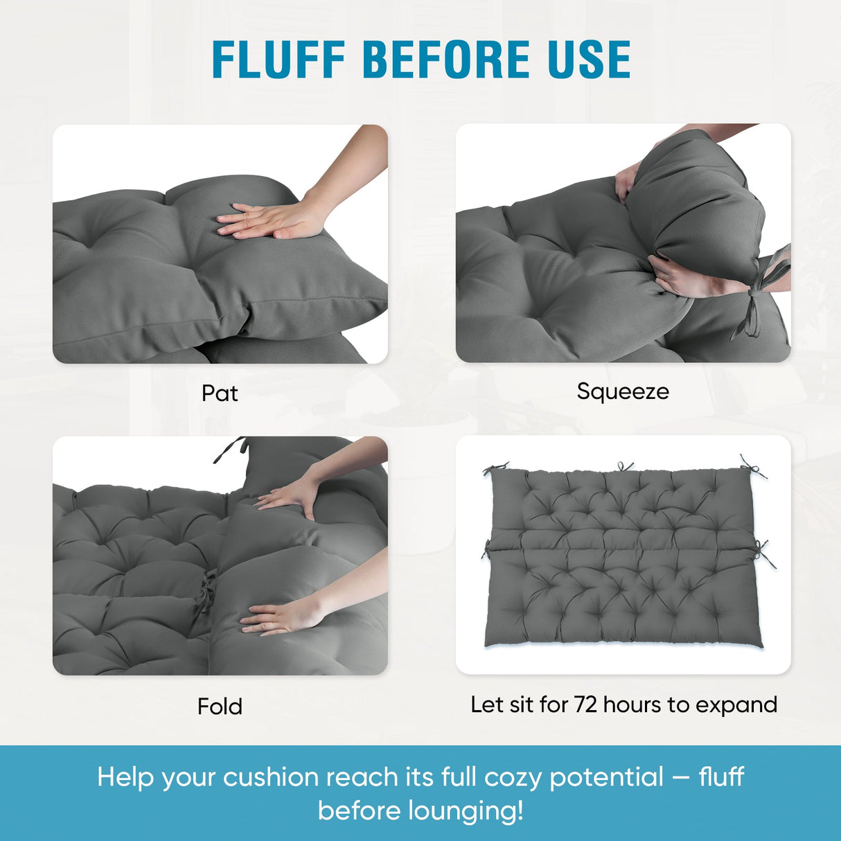 Outdoor Porch 2 - 3 Seater Swing Cushion,59"x43" - Eagle Peak Custom Canopy Tent