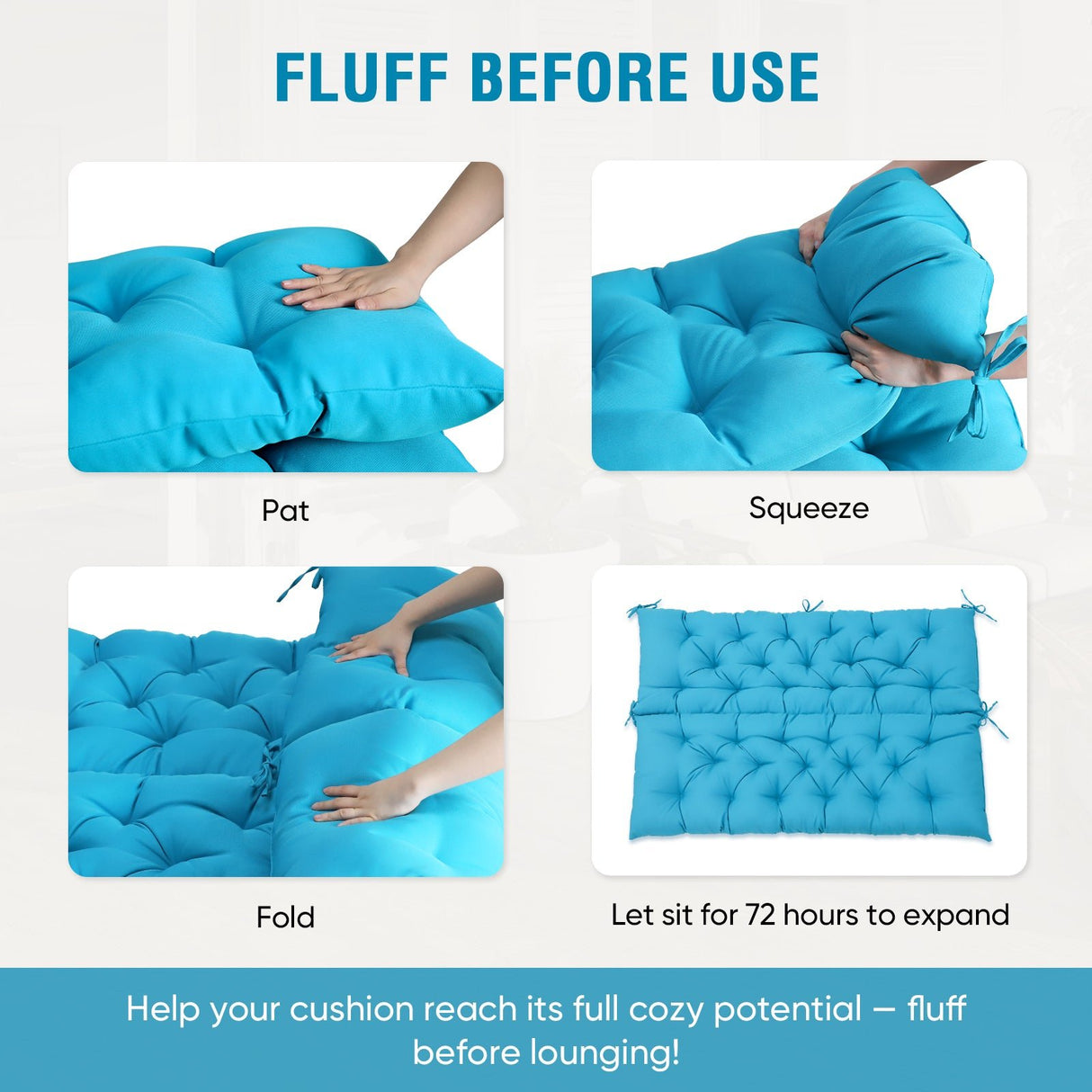 Outdoor Porch 2 - 3 Seater Swing Cushion,59"x43" - Eagle Peak Custom Canopy Tent